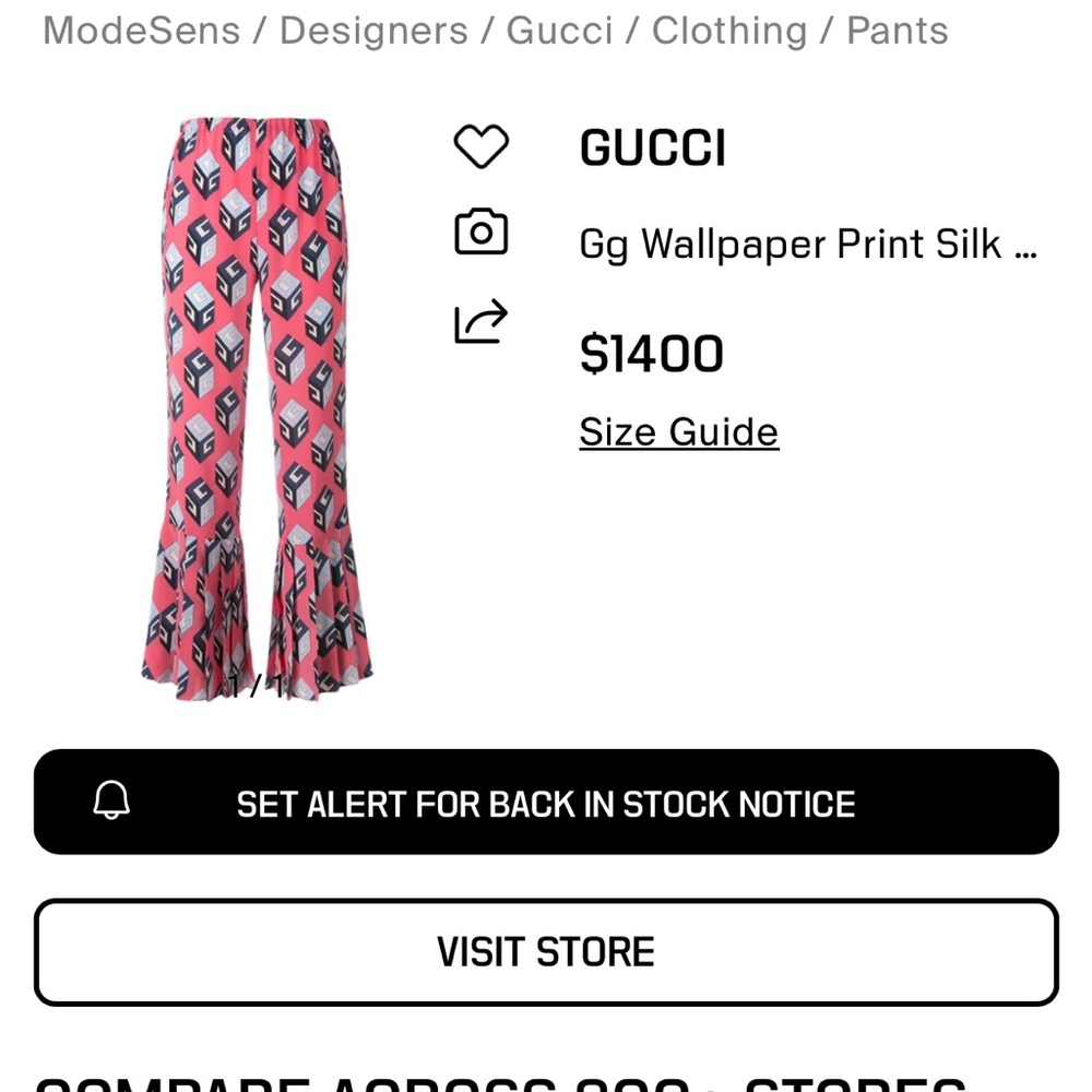Gucci Pink Floral Boot Cut Pants